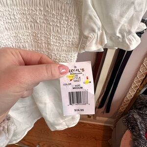 Kohl's Cream Smocked Top